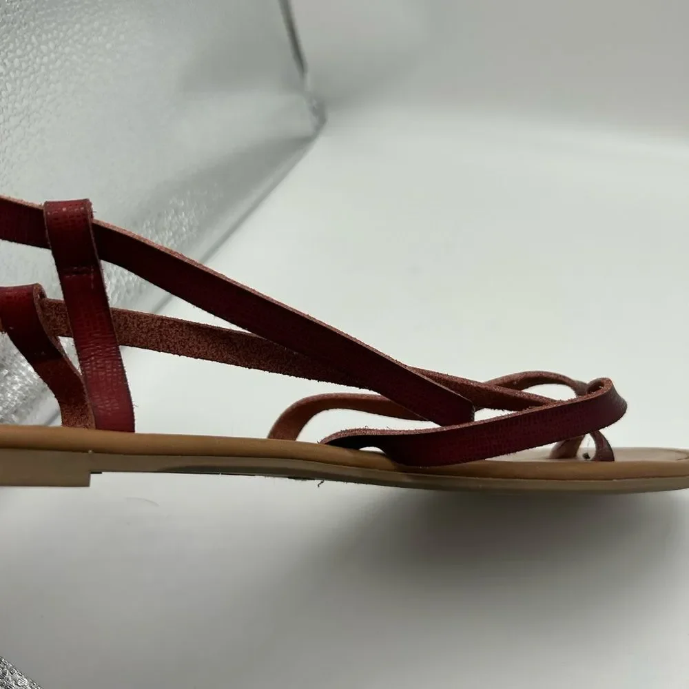 American Eagle Outfitters Women's Red Strappy Thong Sandals Size 9.5